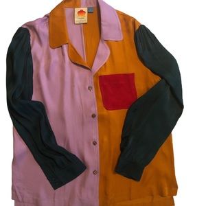 Farm Rio for Anthropologie Color Block Shirt Size M